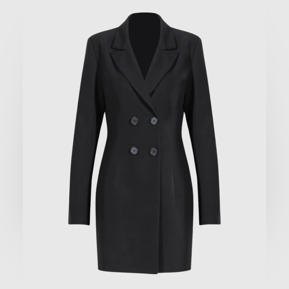 Black Double-Breasted Women's BLAZER Dress/sheer pleated midi Skirt size L NWT - Picture 10 of 16